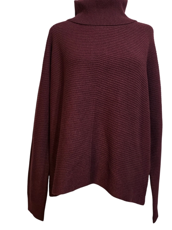 Kuhl Sweaters - KÜHL Women's Burgundy Ribbed Turtleneck Sweater XL Oversized Cozy Knit Pullover